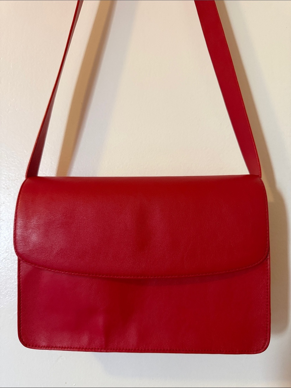 Red Leather Crossbody Bag - Women's Shoulder Bag